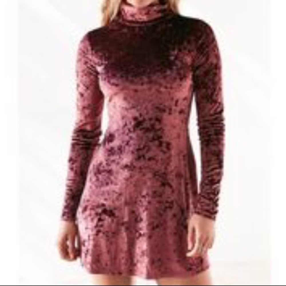 Velvet Mock Neck Mini Dress